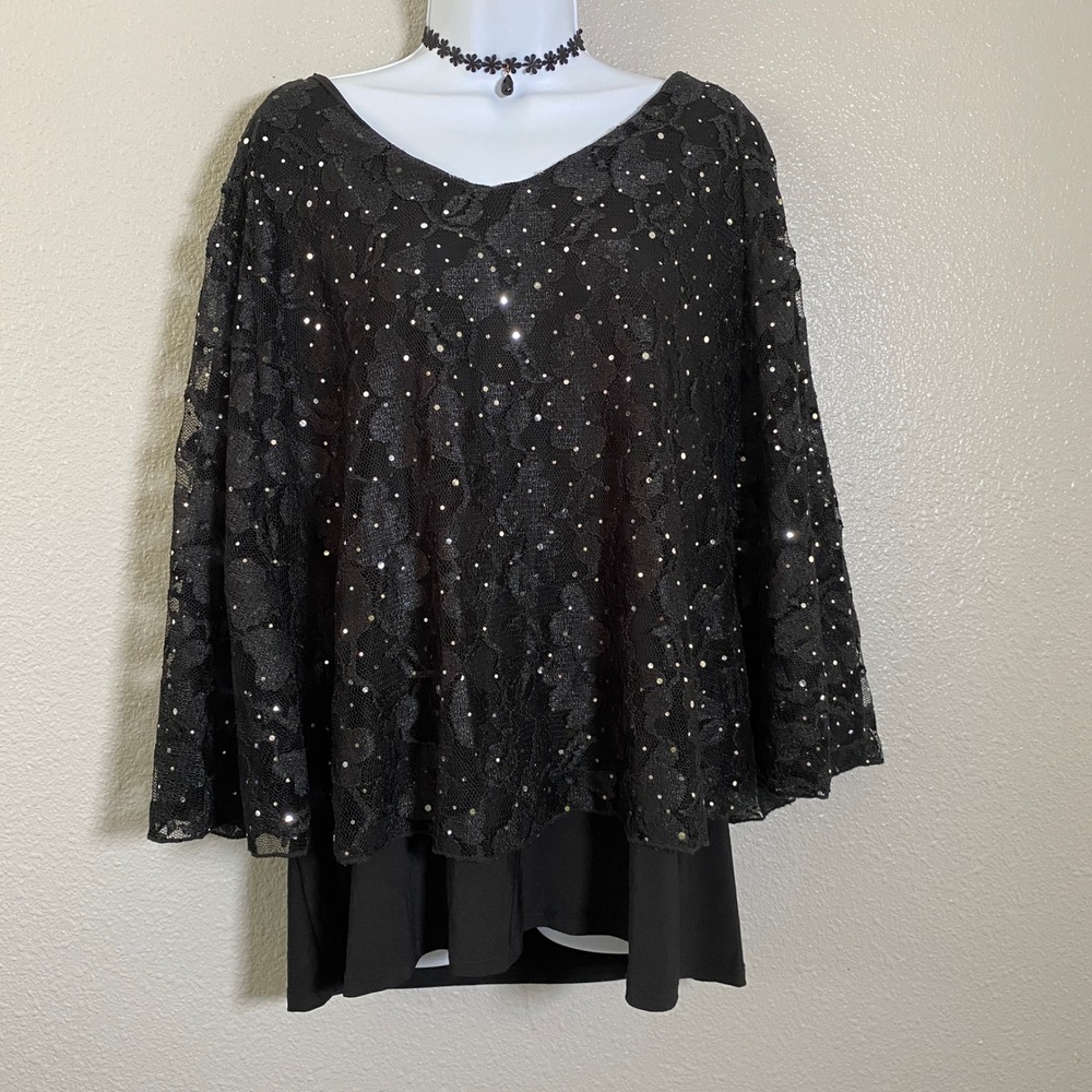 Sequin Lace Top 1X Whimsigoth Dark Feminine Romantic Party Going Out Witchy